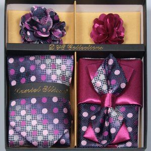 Daniel Ellissa Purple Silver Bow & Neck Tie 6 Set